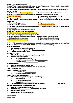 Đề thi môn Tiếng Anh Lớp 9
